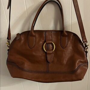 FRYE AND CO. Tan Leather Satchel with Gold Ring